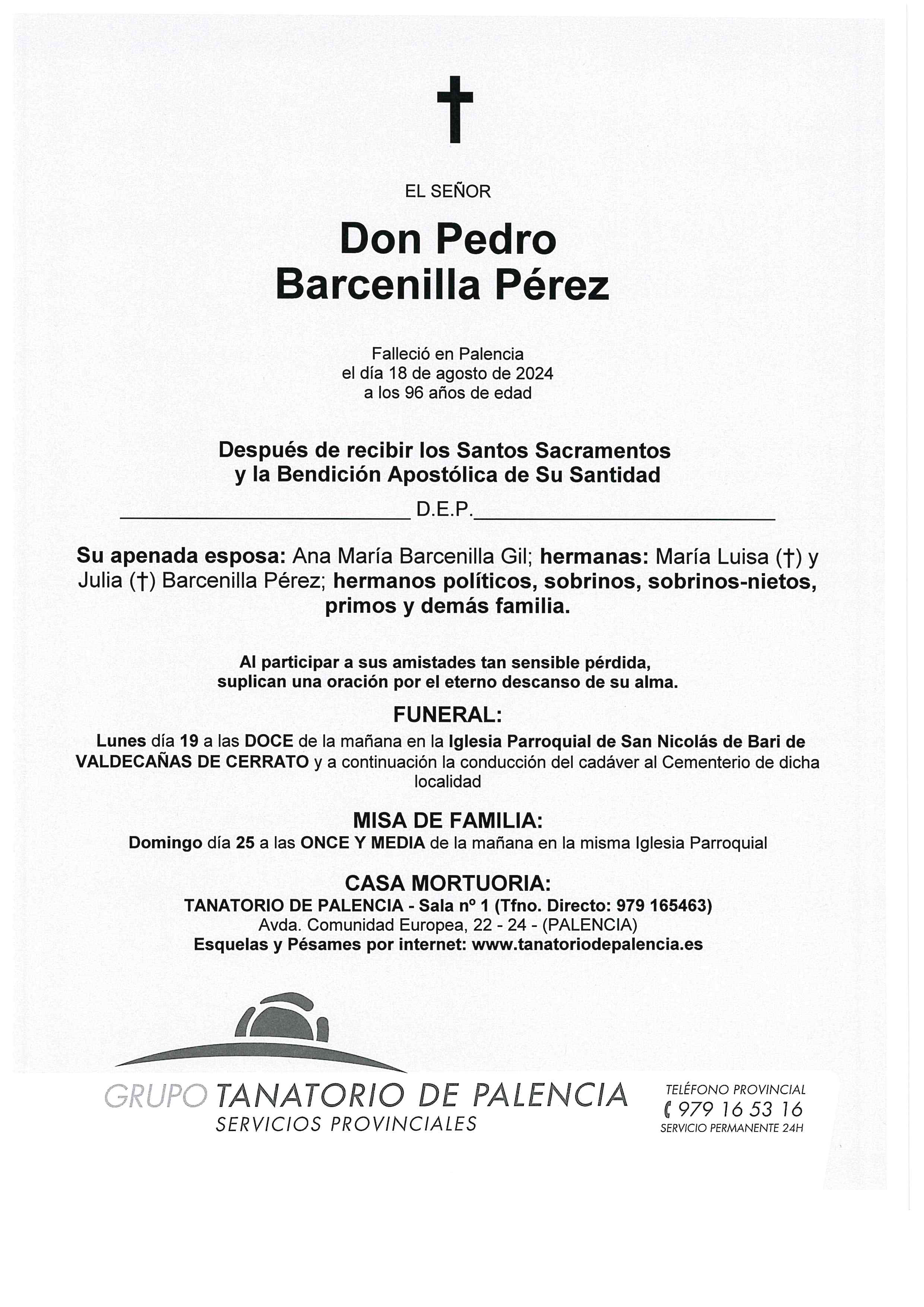 EL SEÑOR DON PEDRO BARCENILLA PÉREZ